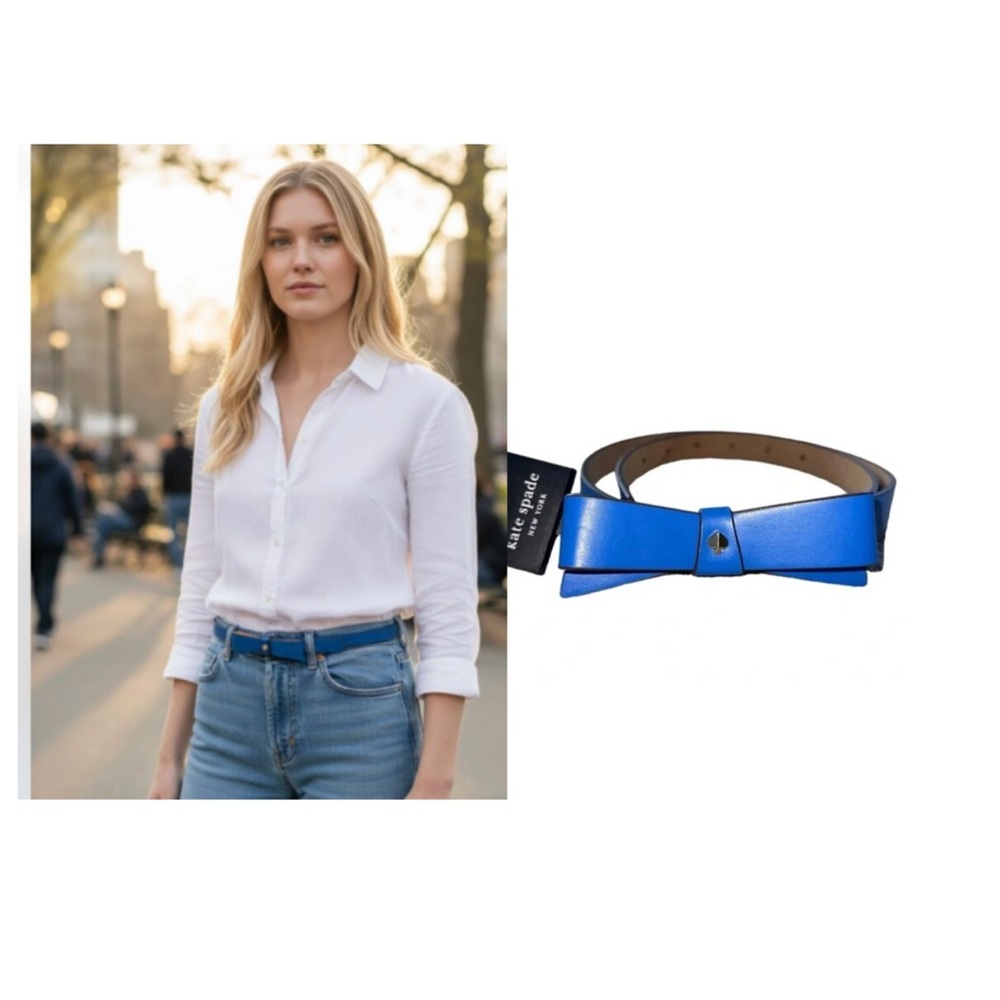 NWT Kate spade new york 19mm bow spade belt large Blue - Picture 4 of 4